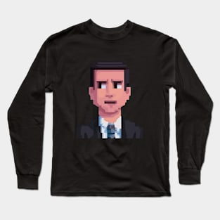 Pixel Art Michael Scott Long Sleeve T-Shirt